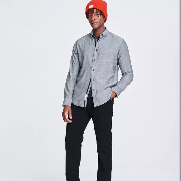Rag and Bone - Men's Fit 2 Tomlin Shirt - Black and White Herringbone - size M - Picture 2 of 16
